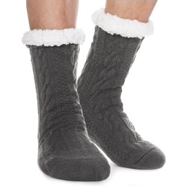 EBMORE Mens Fuzzy Socks Winter Cozy Fluffy Cabin Warm Fleece Soft Comfy Thick Non Slip Christmas Gift Stocking Stuffer for Men Home Socks(Dim Grey)