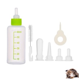 Fläschchen für Katzen, 60 ml, Set für Kätzchen, Flasche für Hunde und Katzen, Flasche für Haustiere mit 4 Brustwarzen und 1 Reinigungsbürsten, für neugeborene Kätzchen, Welpen
