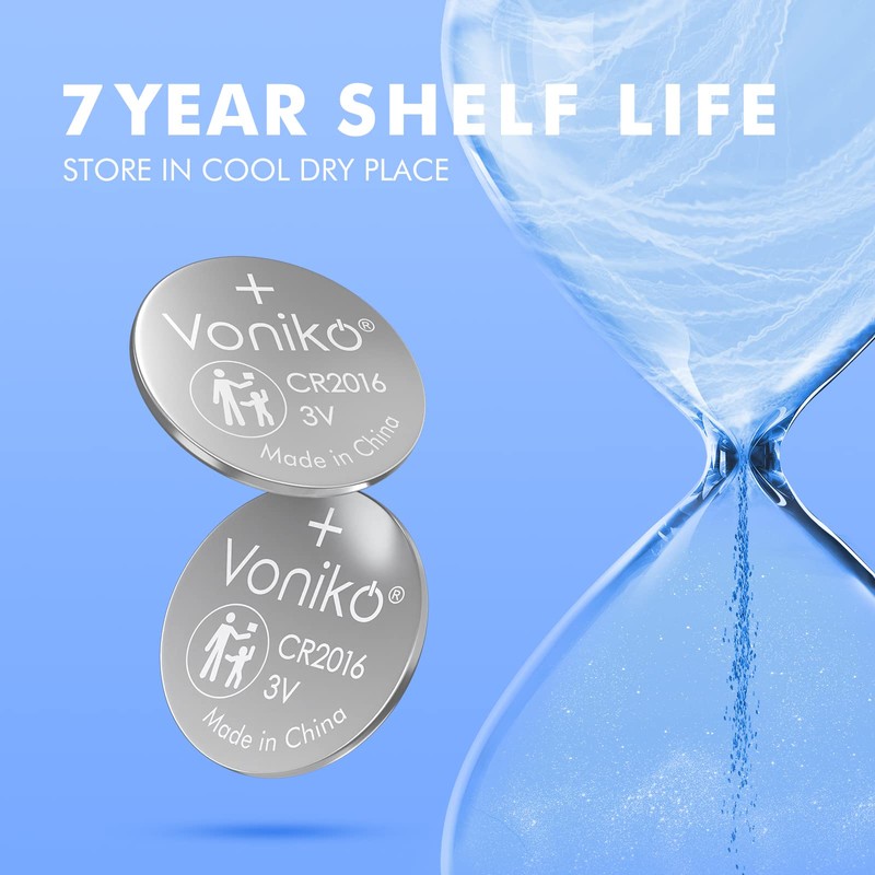 Voniko CR2016 3V Lithium Batteries 10 Pack for Child Safety,