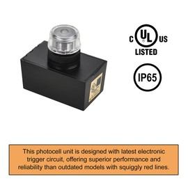 J.LUMI YCA1031 Photocell Sensor for Outdoor Lights, 120V AC Post Eye Photocontrol with Wall Plate, Button Photocontrol, Dusk to Dawn Light Control, UL Listed