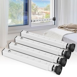WooFog（Short）Window Security Bar Adjustable, Window Bars Security Inside, Window Lock Bar for Horizontal Sliding Windows, Window Locks for Up and Down Windows, Extends Form 11" to 18" (White-4 Pcs)