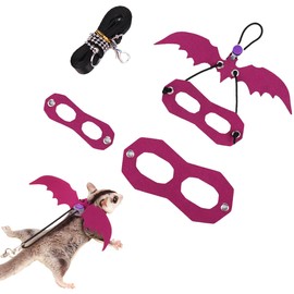 Sugar Gliders Harness Leash Set - 3 Pcs Training Walking Gear Small Animal Adjustable Traction Ropes Vest for Squirrels Hamsters Rats Gerbils Reptiles Bearded Dragon Lizards (Purple)