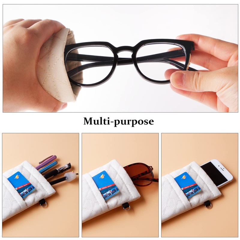 KFPH Double Eyeglasses Pouch Large Squeeze Top Microfiber Soft Glasses