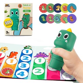 iPlay, iLearn iPlay, iLearn Dinosaur Stamp & Sticker Activity Set - 400+ Stickers & 18-Page Stamper Book, Toddler Creative Art Craft Kit Road Trip Travel Toy, Educational Birthday Gifts for Boy Kid Ages 3 4 5 6 7 8