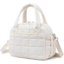 LEDAOU Lunch Box for Women Lunch bag Quilted Puffer Lunch Box with adjustable strap Insulated Reusable LunchBox for Work School Picnic Travel