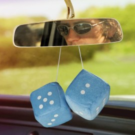 Pudgy Pedro's Party Supplies Blue 3" Soft Plush Lucky Dice Pair for Hanging Dangling Car Rear View Mirror