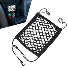 Bookeel Bookeel Pack-1 Car Pet Isolation Net Between Front Seats, 11.4" x 10.2" Double Layer Design Storage Net for Sundries Water Cups, Dog Anti-Collision Protection Barrier, Universal for Cars (Black)