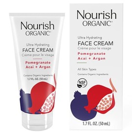 Crema facial Nourish Organic, ultra hidratante de cara, con argán y granada, 1.7 onzas