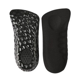 Insoles with Invisible Height Raiser, Shock Absorbing Heel Pads, Heel Lift Inserts, Half Insoles for Shoes, Available for Men and Women, 2 cm, Black, S