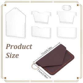 PLIGREAT 5 Pcs Acrylic Leather Stencils, Short Wallet, Card Holder, Mini Bags DIY Template Set