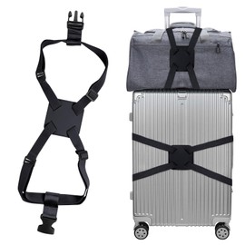 Elastic Fastening Belt for Luggage, Adjustable Luggage Straps for Suitcases Attach Bags, Portable Travel Suitcase Accessory (Black)