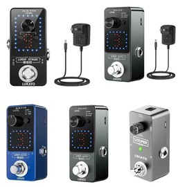 LEKATO Looper Pedal, Guitar Effect Pedal Set with Single Loop 5 minuts,3 Loops 18 Minutes, 9 Loops 30 minutes, Record Time, SYNC & Tuner Function - Color: Single Loop Without Power Adapter