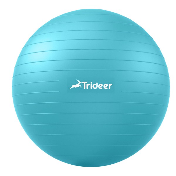 Trideer Yoga Ball - Exercise Ball for Workout Pilates Stability - Anti-Burst and Slip Resistant for Physical Therapy, Birthing, Stretching &Core Workout, Office Ball Chair, Flexible Seating, Home Gym