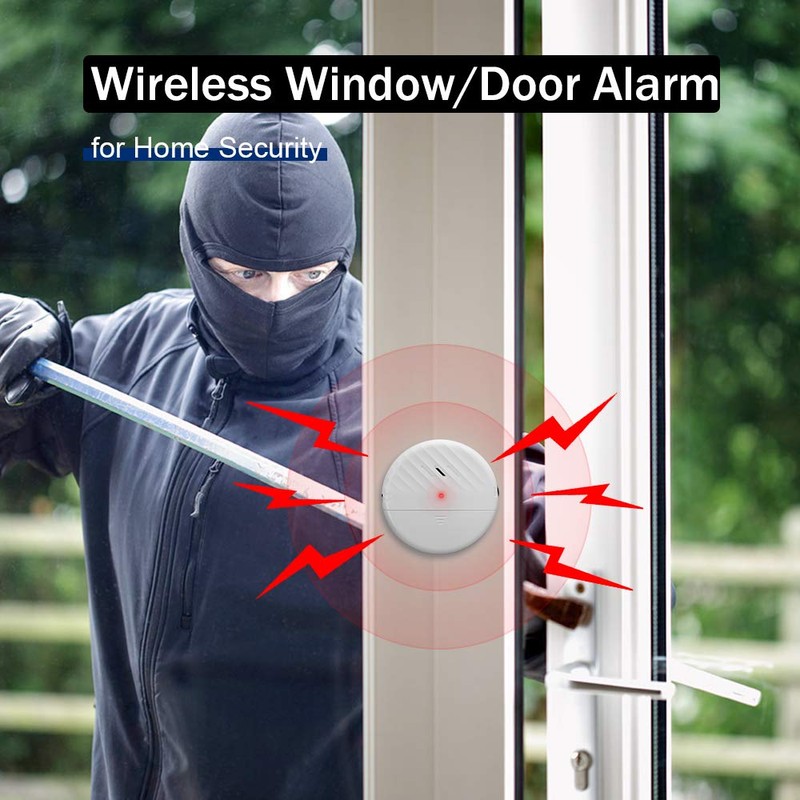 Wsdcam Glass Break Sensor Alarm 125dB Ultra-Slim Wireless Glass Break