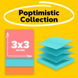 Post-it Pop-up Notes, 5 Sticky Note Pads, 3 x 3 in., School Supplies, Office Products, Accordion Sticky Notes Work with Pop-Up Note Dispenser, Assorted Brights