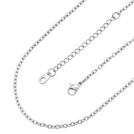 FaithHeart Women's Chain, 2 mm Anchor Chain Link Chain in Silver/Gold/Rose Gold/Black, Stainless Steel Rolo Chain 35 cm - 75 cm, Chains for Birthday, Valentine's Day, Mother's Day, 60 cm, Non-precious