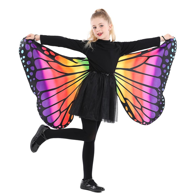 Seasons Kids Butterfly Cape Wings, One Size,Rainbow, W10351
