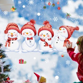 Christmas Window Clings Snowman Anti-Collision Decals Glass Alert Static Decals Prevent Birds Strikes for Window Glass Living Room Door Decoration
