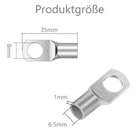 20 Pcs Cable Lug Terminals Connectors M8, SC25-8 Uninsulated Copper Tube Cable Lugs 25mm², Ring Lugs Connector M8, Terminals Connectors Tinned Copper Crimp Lugs for Auto, Boat (SC25-8)