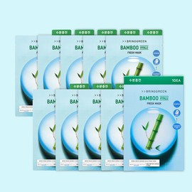 Bring Green Fresh Mask Bamboo Hyalur 20g 10 sheets / 브링그린 프레시 마스크 대나무 히알루 20g 10매입