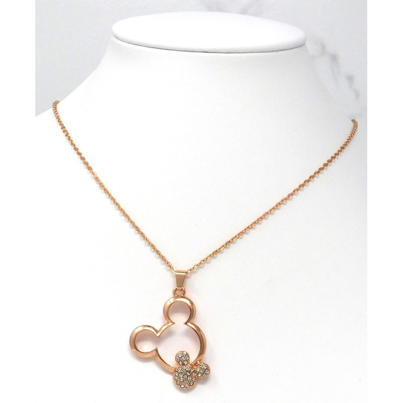 Mickey Pendant Necklace with Gems for Women & Girls (Rose