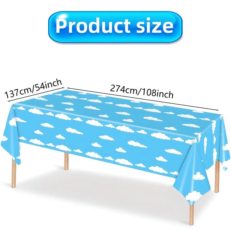 Cloud Party Table Decoration, Children's Blue Cloud Theme Tablecloth,Suitable for