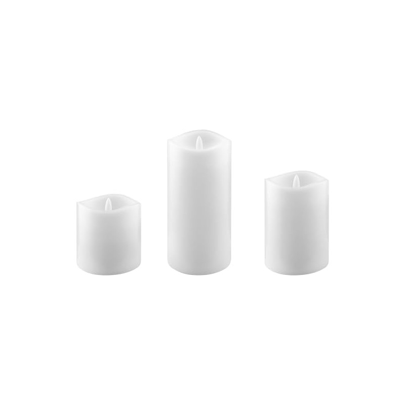 Stonebriar 3 Pack White Real Wax Assorted Size Flameless LED