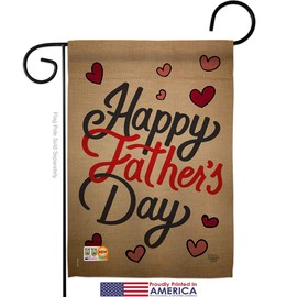 Ornament Collection GS191087-P3-03 Happy Father's Day Summer Impressions Decorative Vertical 13" x 18.5" Garden Flag Set Metal Fansy Wall Bracket Hardware