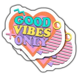 2-Pack 5-Inch Good Vibes Only Stickers - Inspirational Quote Stickers - Positive Message Stickers for Laptops - Water Bottles - Notebooks - Car Bumpers - - CCSTICKER13902