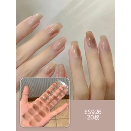 YUANLIFE EN24 Gel Nail Seal, Hand Use, Semi-Hardened Nail Seal, Hardening Type, Nail Seal, Gel Nail, Just Stick, French Gel Nail, Long Lasting, Odorless, Short Nails, Office Nails, Nail Clips, Simple,