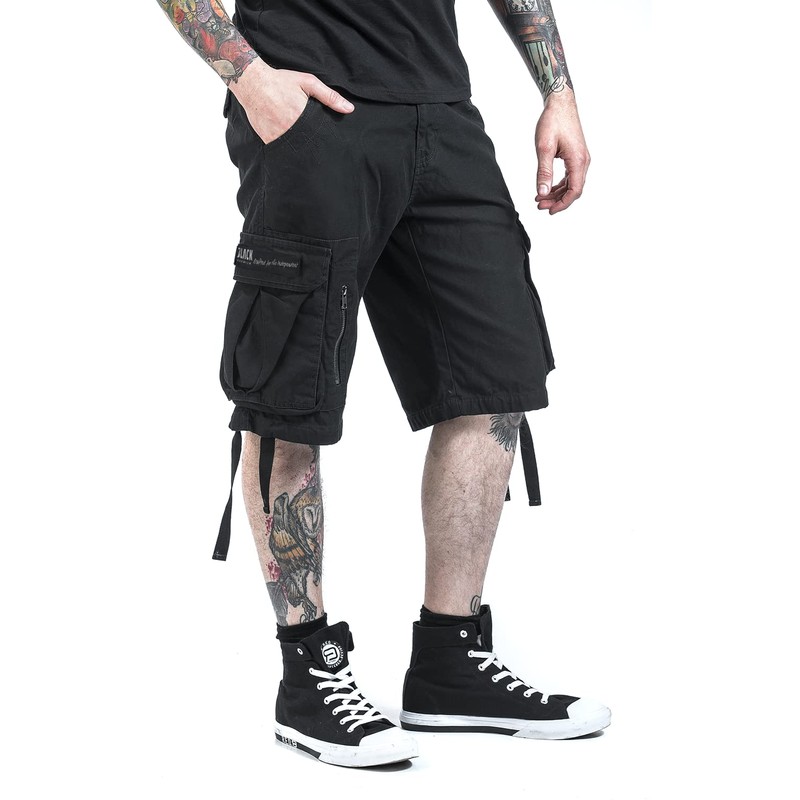 Black Premium by EMP Men's Black Shorts with Large Pockets,