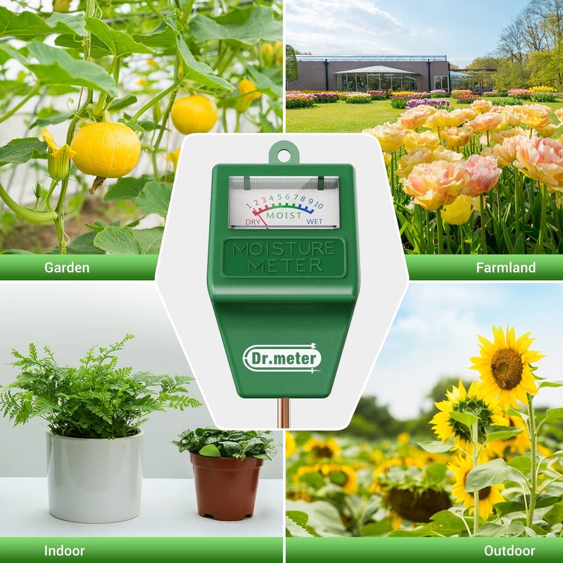 Dr.meter Soil Moisture Meter Tester for Plants, Long Probe Hygrometer