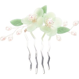 Hanfu Hair Sticks Chinese Hair Stick Flower Hairpin Decorative Chignon Hair Pin Hair Accessories for Women Girls Flower Chignon Pin (Green, One Size)