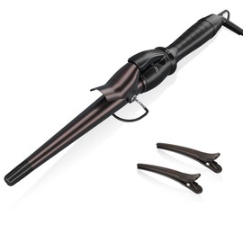 Hair Curling Wand, 1-1/2" Tapered Curling Iron, Ceramic Hair Curler with Adjustable Temperature Instant Heating Hair Curler, Auto Shut Off with 2 Clips