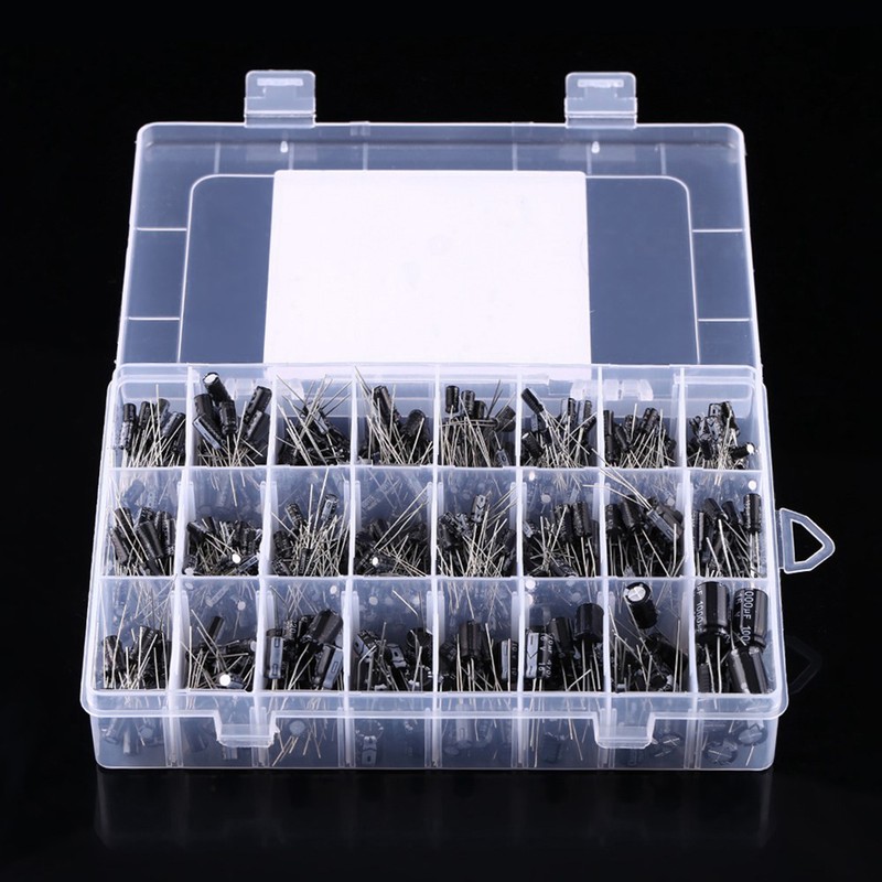 500pcs 24 Values Aluminum Electrolytic Capacitor Assorted Kit 10V~50V 0.1uF