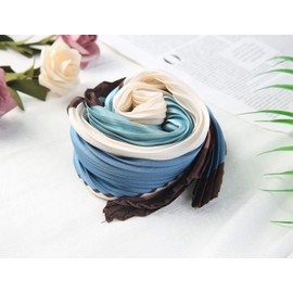 sourcing map Women's Pleated Colour Block Rhombus Headscarf Neckerchief, caramel