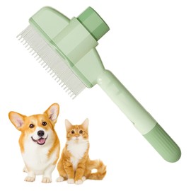 1PCS Pet Hair Removal Tool, Cat Brushes for Grooming, Deshedding Brush for Cats, Dog Hair Brush, 2025 New Self Cleaning Pet Brushes with Long & Short Metal Teeth, One Click Release Button (Green)