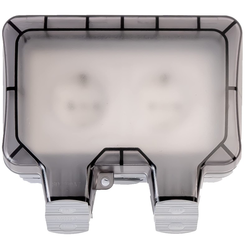 Grafner Outdoor Socket IP66, Waterproof, Dustproof, 2-Way, with Hinged Lid
