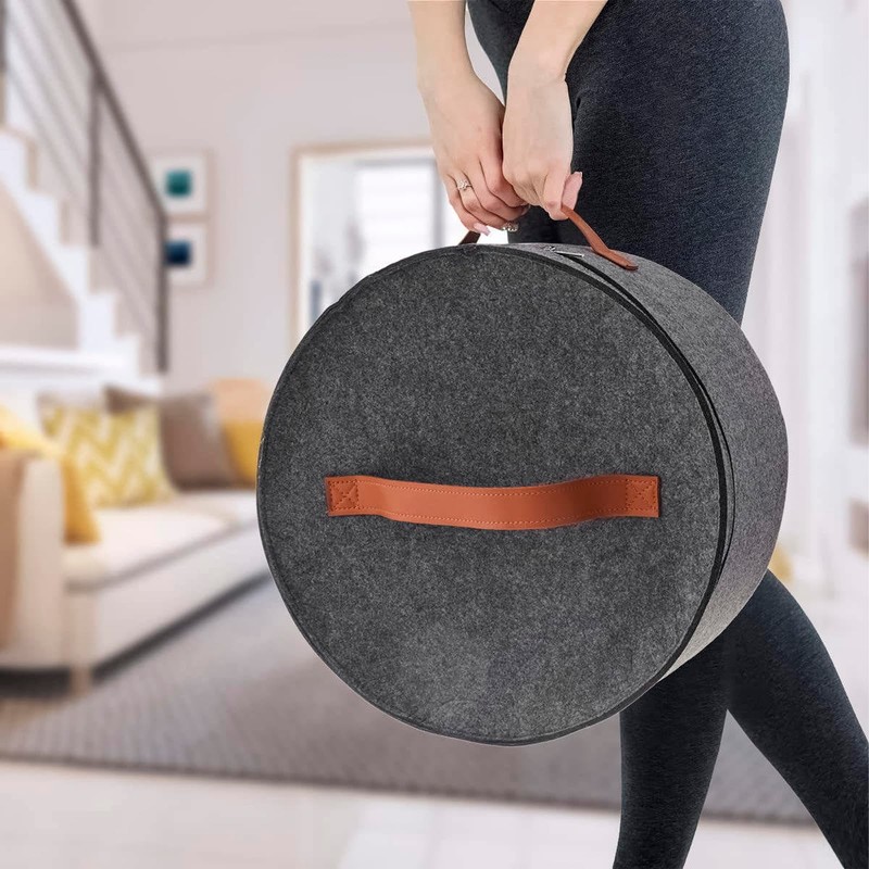 DYOUen Hat Boxes Hat Storage Box Felt Round Hat Box