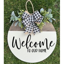 Welcome Front Door Wreath, Welcome Door Sign Wreath for Home Decor, New Home Gift Ideas, Housewarming Gift, 18" Welcome Sign for Front Door, Welcome Door Wreaths for Front Door Outside All Season