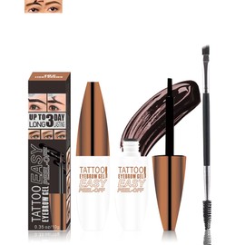 Light Brown Peel Off Eyebrow Tinting Gel Kit,2Pcs Peel Off Tinted Brow Waterproof Long-lasting,Transfer-proof Tattoo Eye Brow Last Up to 3 Days Easy Peeloff Brows Makeup Gift Fuller&Defined Looking-02