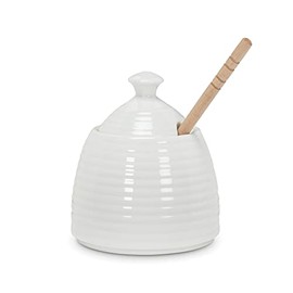 Abbott Collection Beehive Honey Pot W/Dauber-WHT-5 Inch H