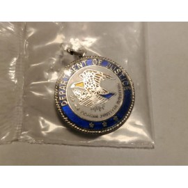 Unbranded Department of Justice Seal Charm Necklace Pendant Tag (Silver Tone)