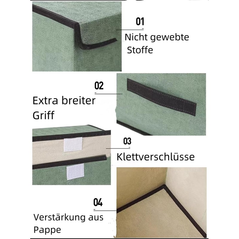 EURXLQ Grey Foldable Storage Box with Lid, Linen Fabric Foldable