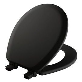 Mayfair Cameron Black Toilet Seat, Non Slip Heavy Duty Wood, Easy Clean, Made in USA, Round