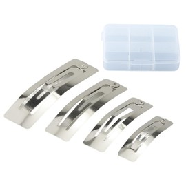 MAHAVIMOKSA 1Box Mixed 50/60/70/80mm Barrettes Women Metal Snap Hair Clips for DIY Craft (Silver - Rectangle Shape)