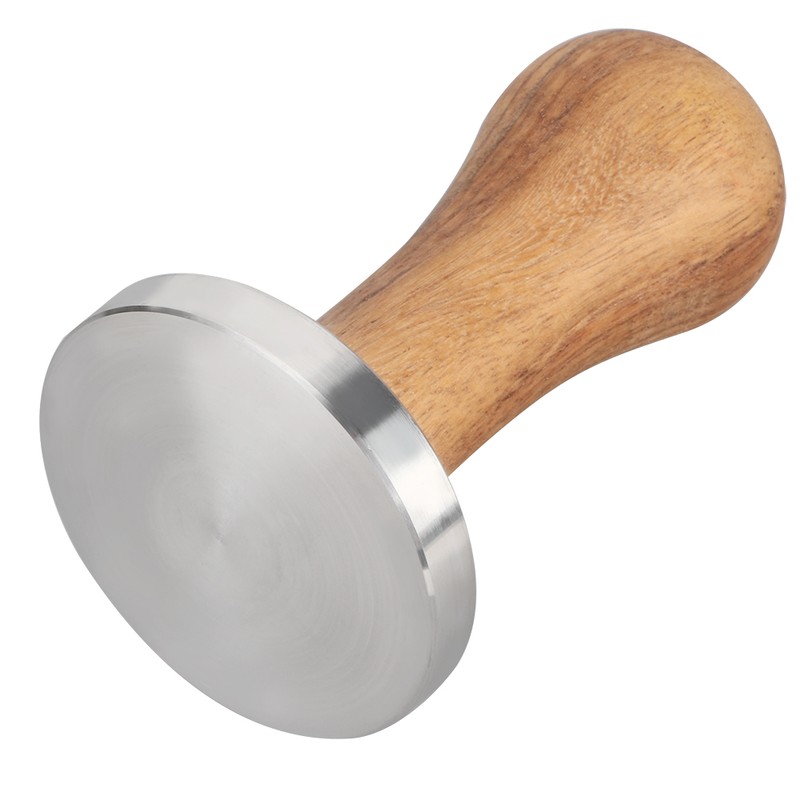Kitchen Wooden Handle Stainless Steel Base Coffee Powder Press Hammer