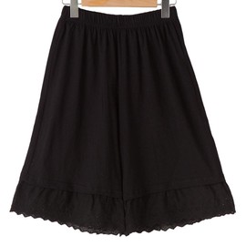 Sleeping Sheep, Looks Cute, Even Worn, Cute, 100% Cotton, Lace Hem, Petticoat Pants, Choose from 3 Lengths + 6 Colors, M - 6L, Large Size, Petticoat Pants, Inner, A. Black