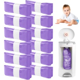 JOLIGAEA Pack of 12 Nappy Bin Refill Film, 4.5 m Odour-Proof Nappy Bin Refill Cassettes, Refill Film Nappy Bin for Genie, Tommee Tippee Sangenic Tec, Light Purple