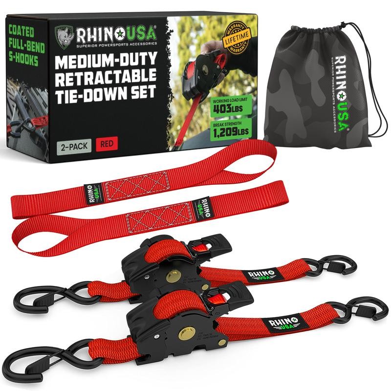 Rhino USA 1" x 10' Retractable Ratchet Straps (select 2